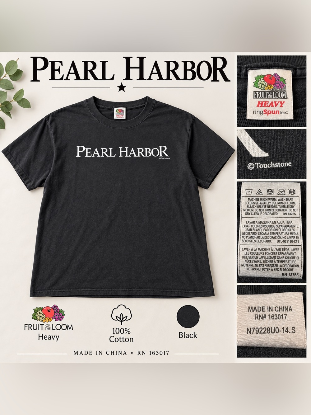 Fruit of the Loom Black Pearl Harbor Graphic Tee